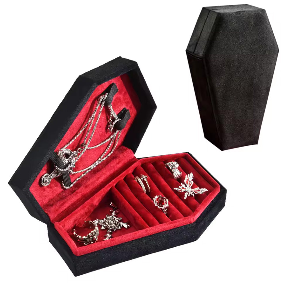 Velvet Coffin Shape Jewelry Box