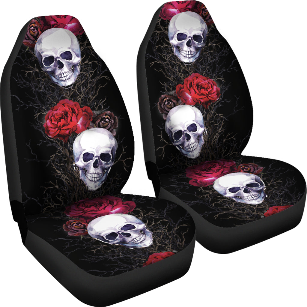 Skulls And Roses Car Seat Cover