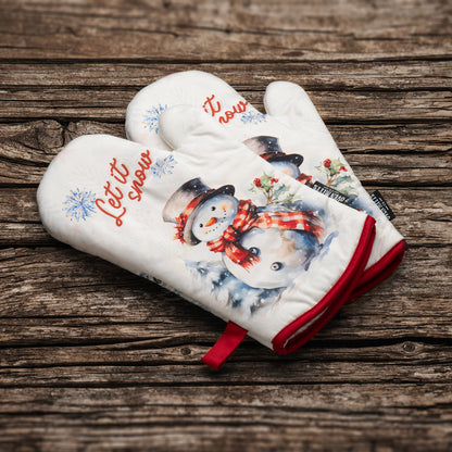 Let It Snow Christmas Oven Mitts And Potholder Set