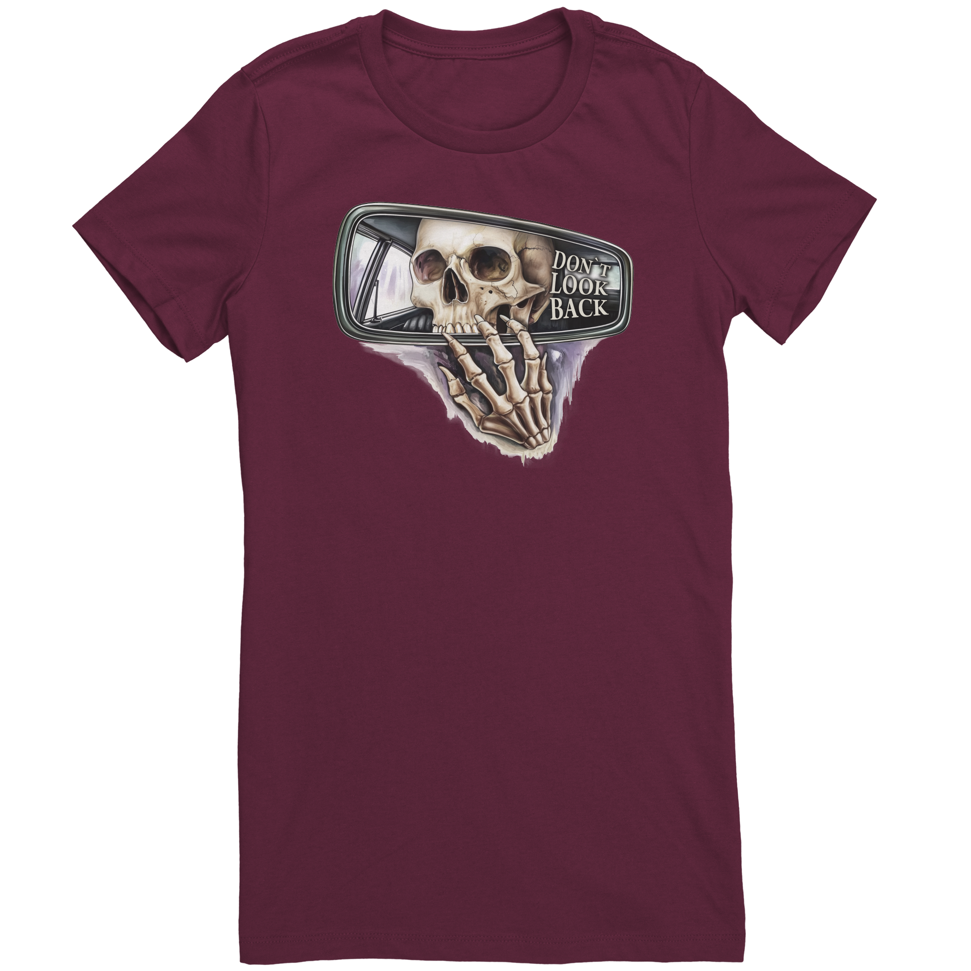 Dont_Look_Back_Skeleton_Skull_Apparel_Maroon_Mockup.png