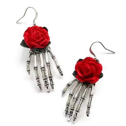 Rose Skull Hand Earrings