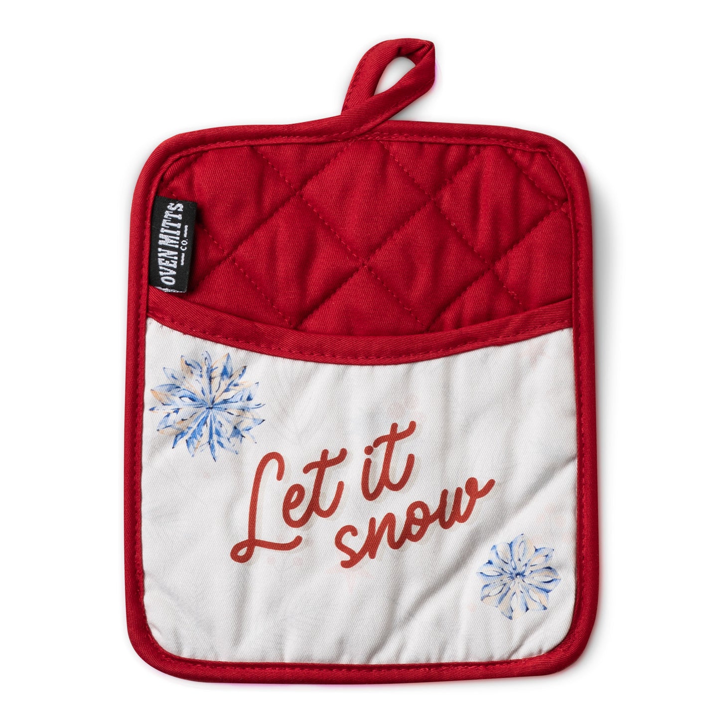 Let It Snow Christmas Oven Mitts And Potholder Set