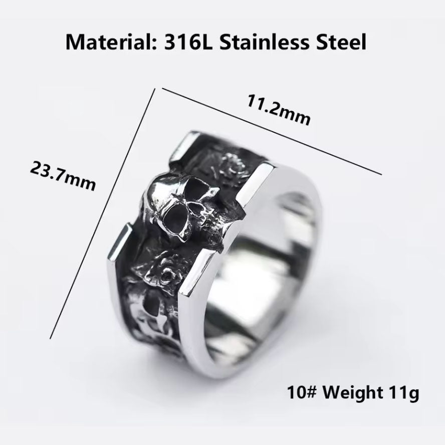 Stainless steel Vintage Skull Ring