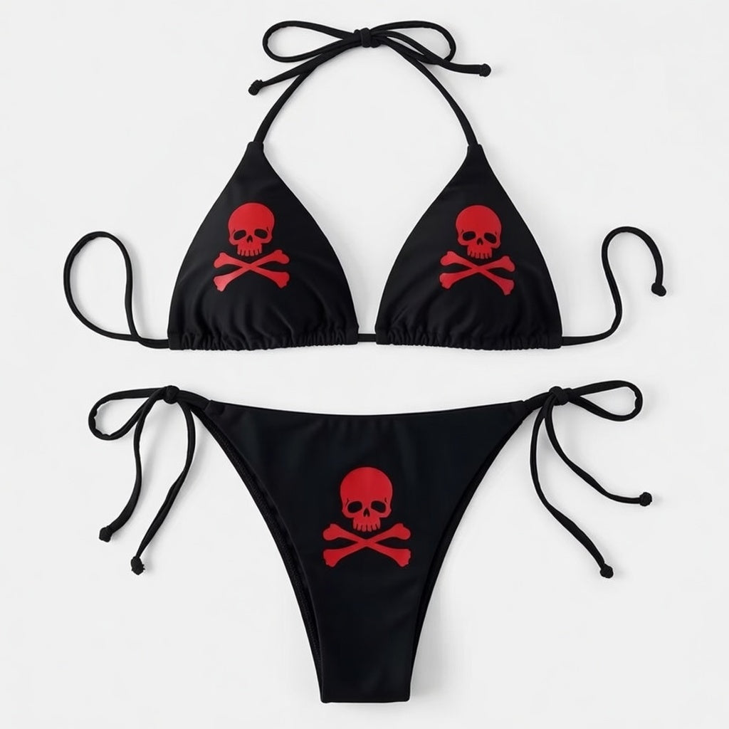 Skull & Crossbones Halter Bikini I Skull Swimwear Collection