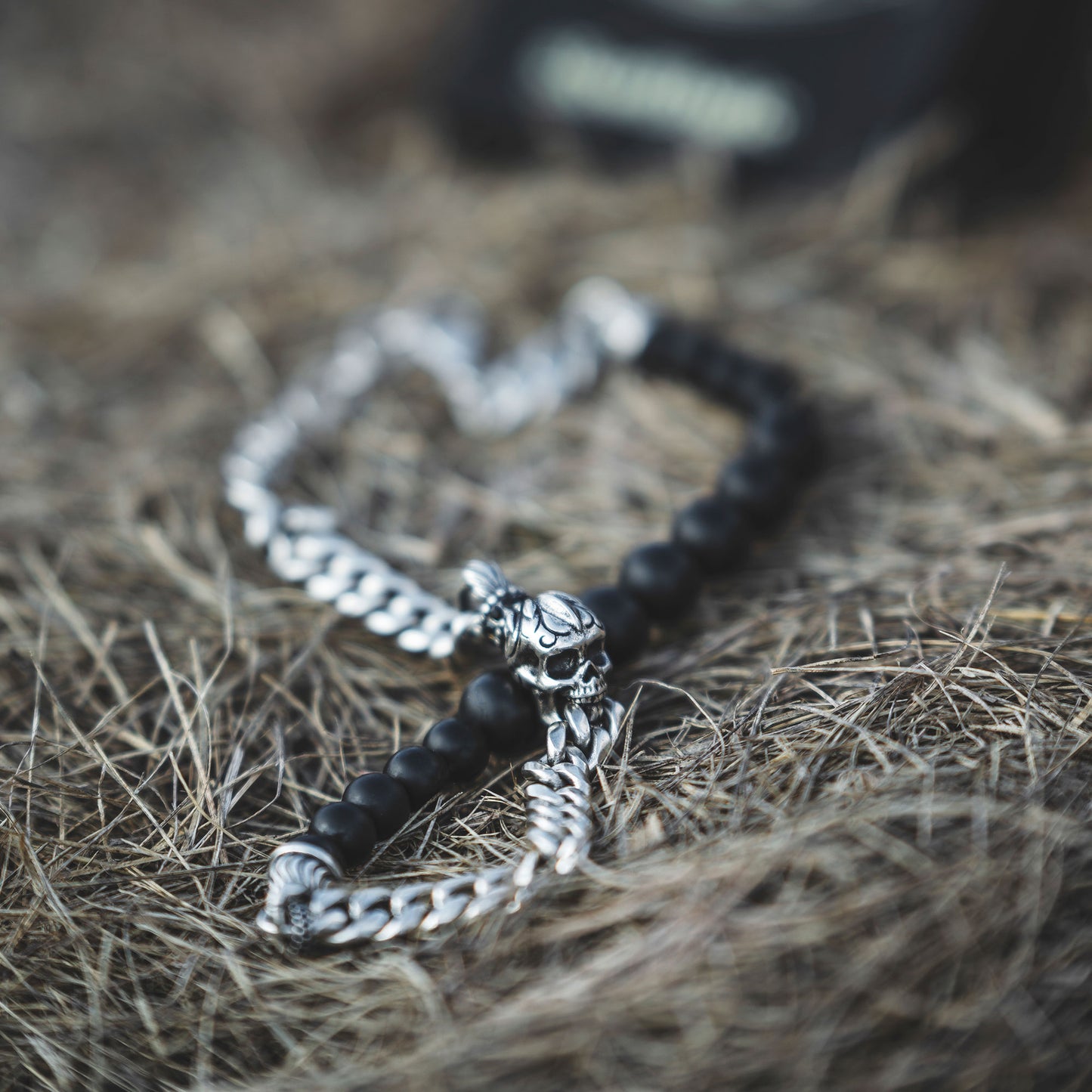 Skullistic Double Layer Obsidian Bracelet