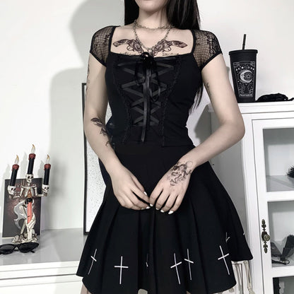 Goth Lace Up Bodycon Top