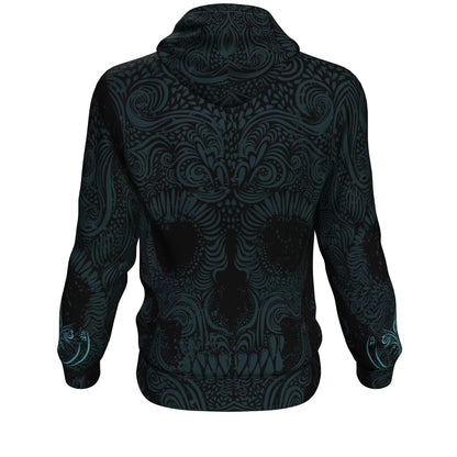 Sugar Skull Blue All Over Print Unisex Hoodie