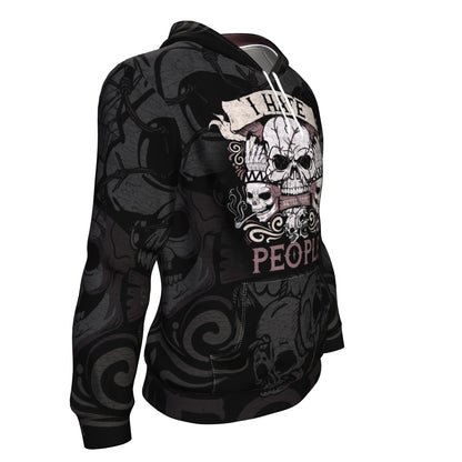 I Hate People Skull All Over Print Unisex Hoodie