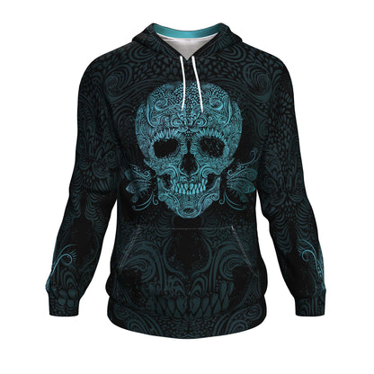Sugar Skull Blue All Over Print Unisex Hoodie