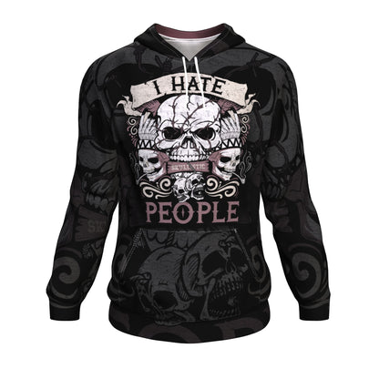 I Hate People Skull All Over Print Unisex Hoodie