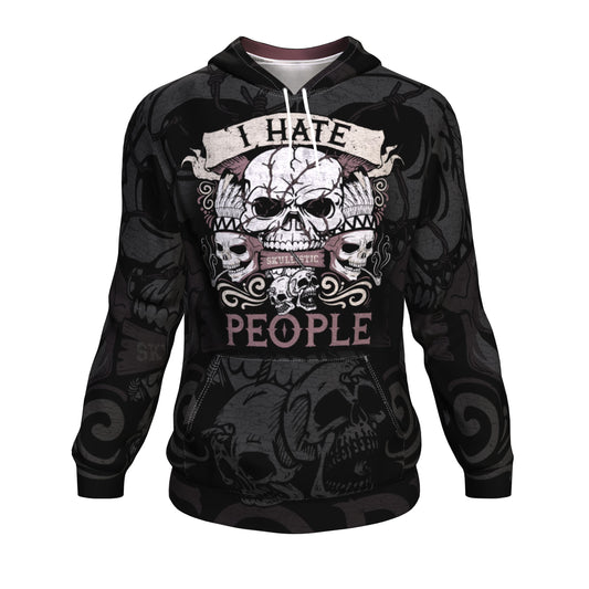 I Hate People Skull All Over Print Unisex Hoodie