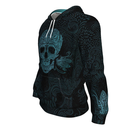 Sugar Skull Blue All Over Print Unisex Hoodie