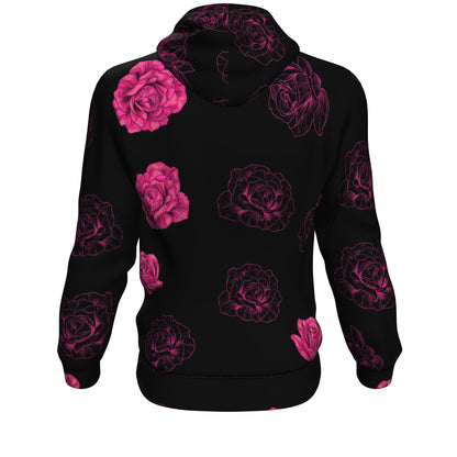Pink Flower Skull All Over Print Unisex Hoodie