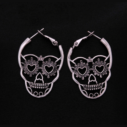 Antique Silver Sugar Skull Earrings