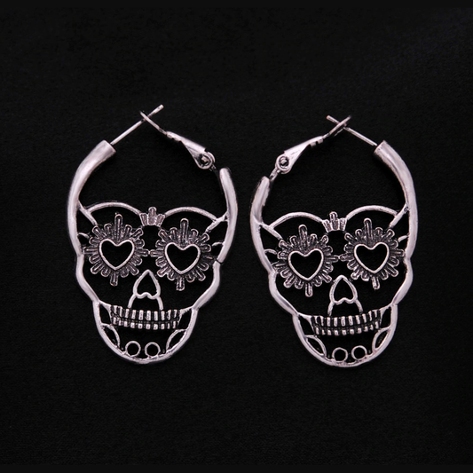 Antique Silver Sugar Skull Earrings
