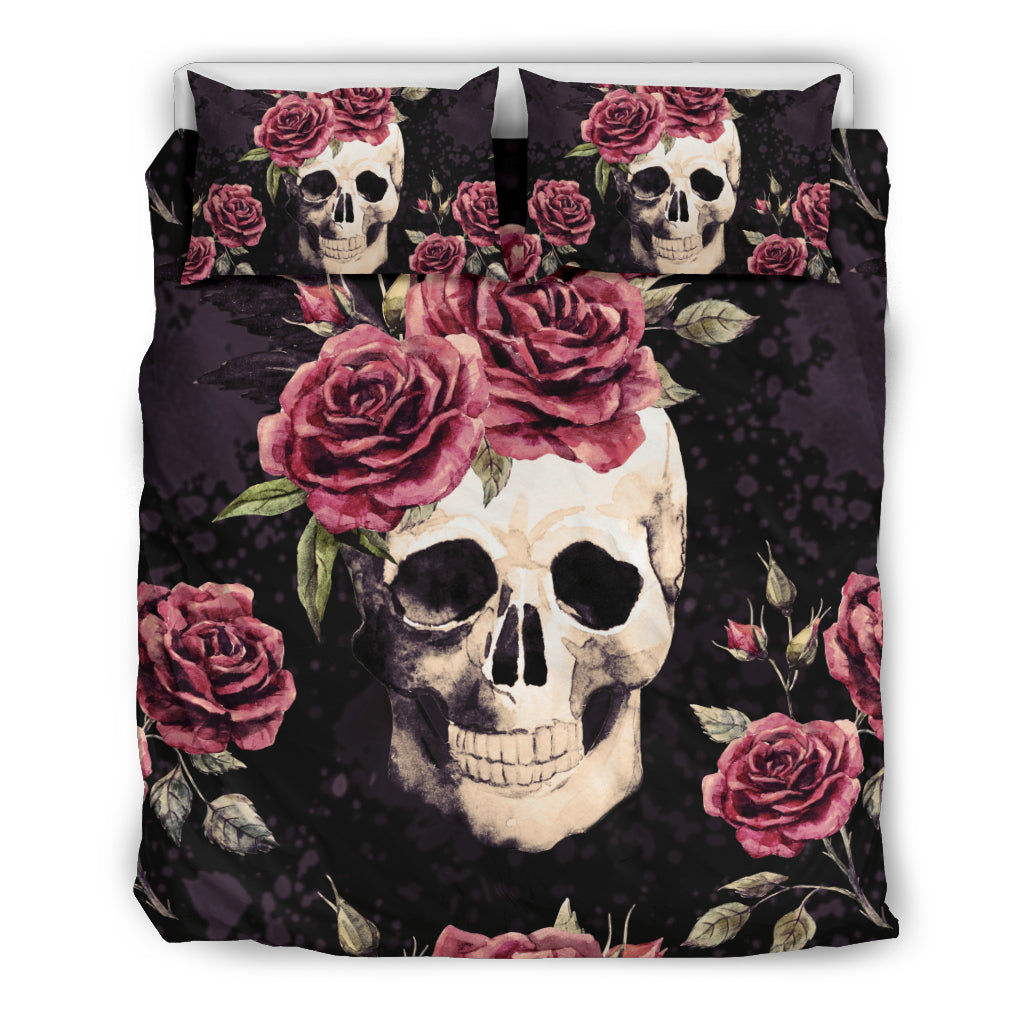Vintage Flower Skull  Duvet Cover Set