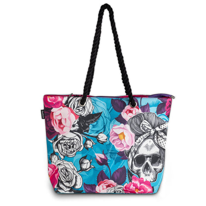 BB Flower Skull Shoulder Beach Bag