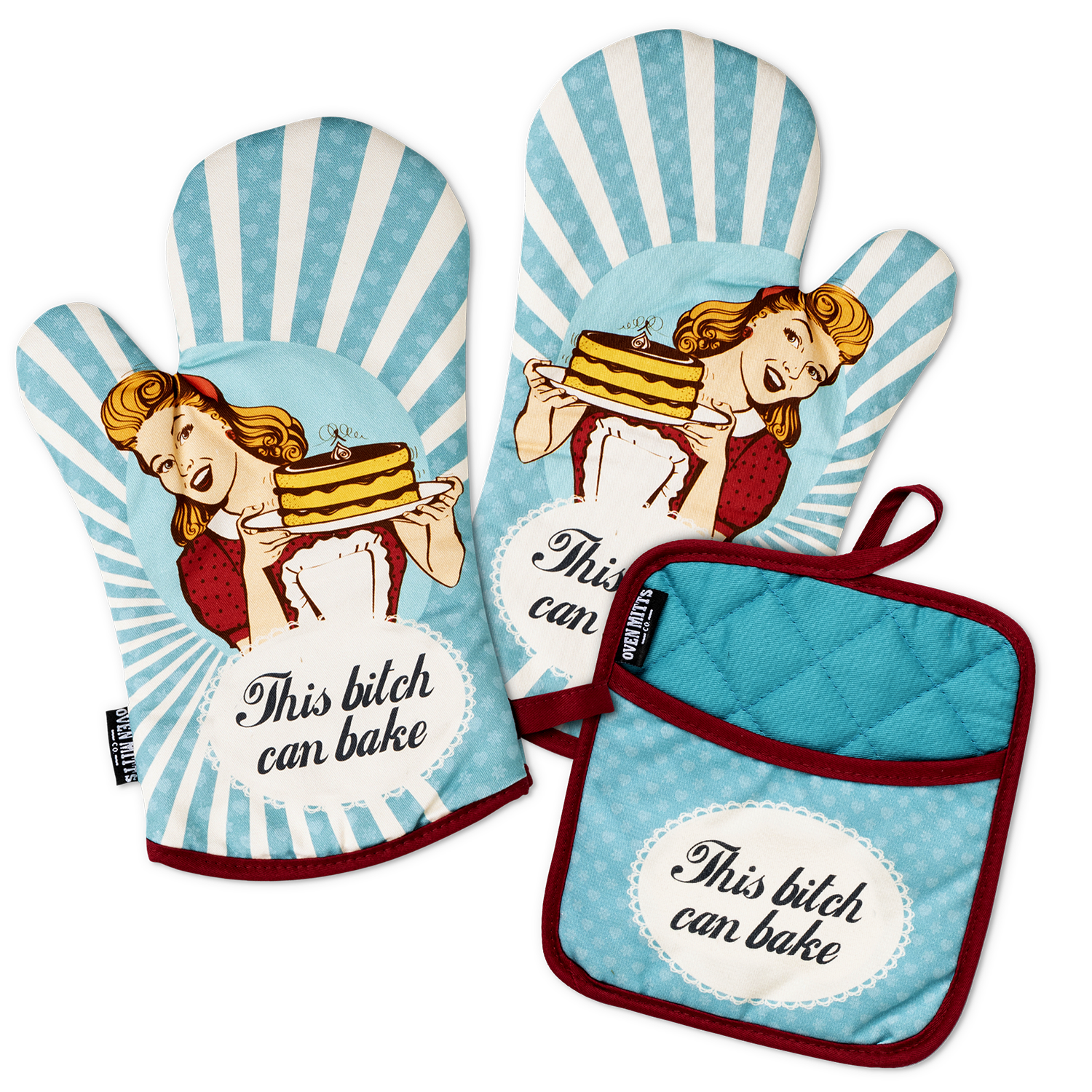 This Bitch Can Bake Oven Mitts And Potholder Set