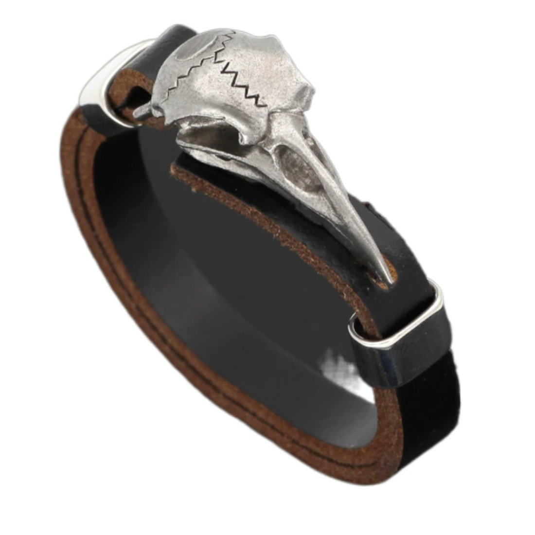 Crow Skull Genuine Leather Bracelet