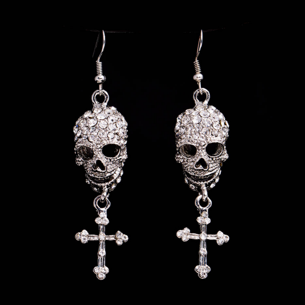 Crystal Skull Drop Earrings