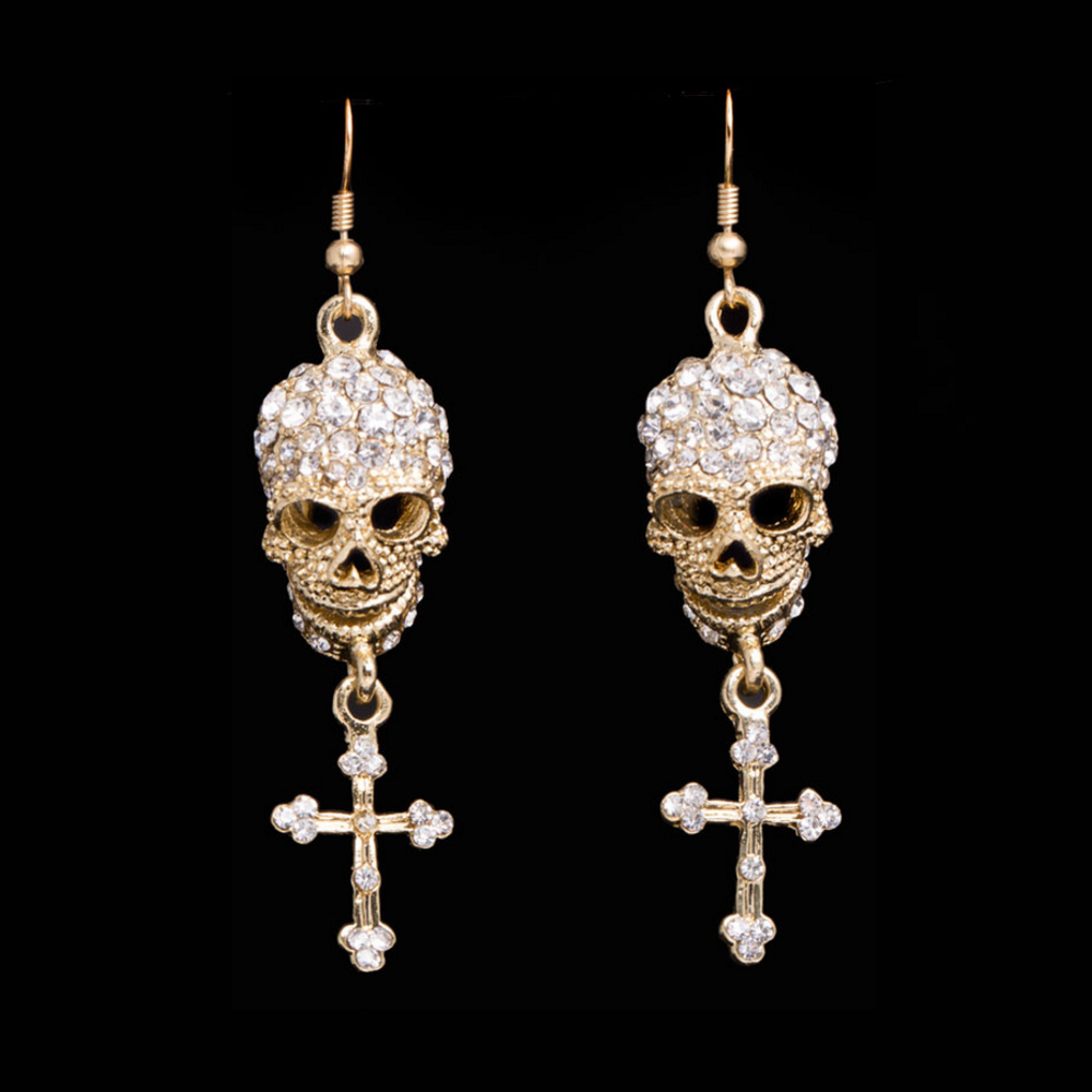 Crystal Skull Drop Earrings