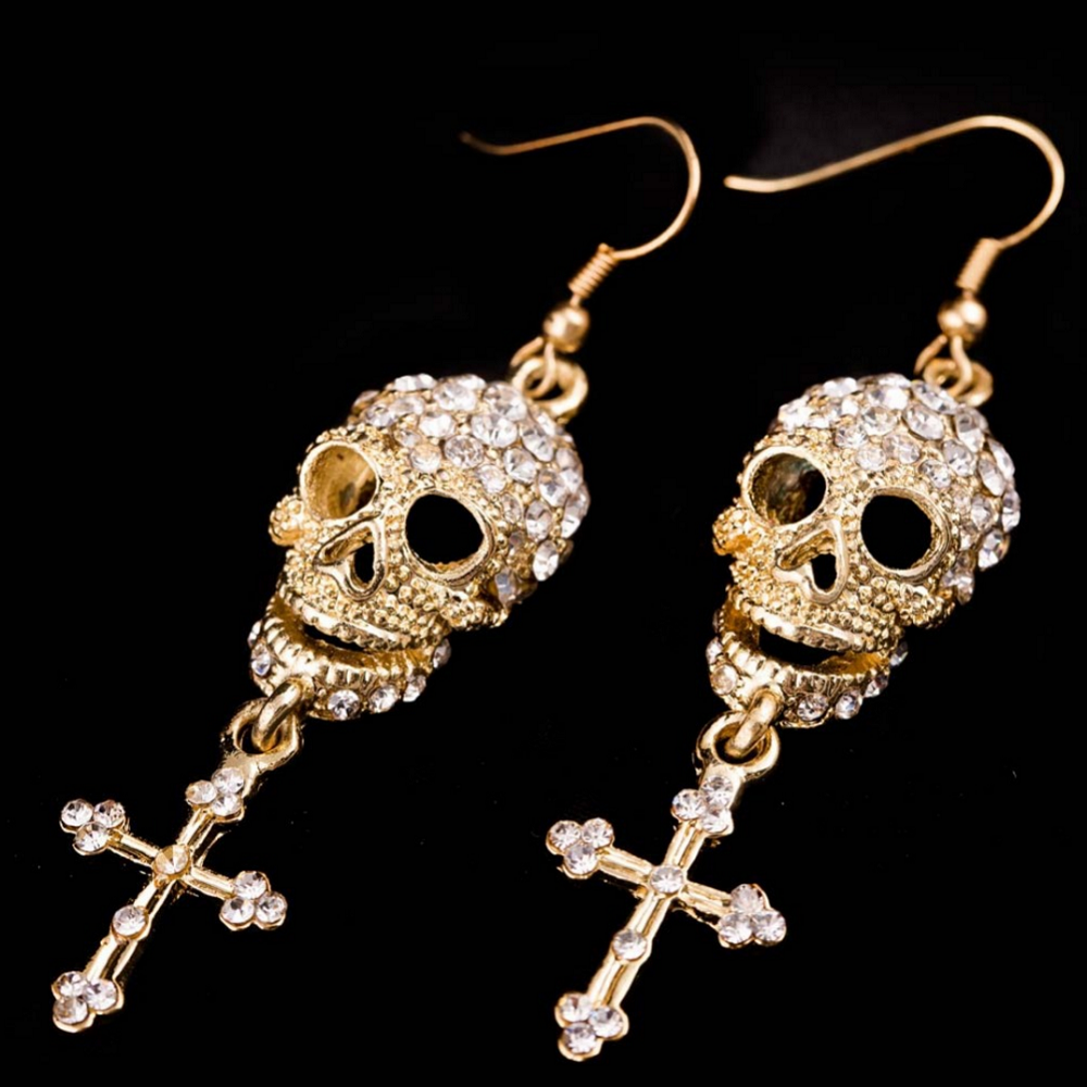 Crystal Skull Drop Earrings