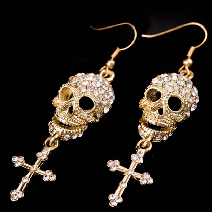 Crystal Skull Drop Earrings