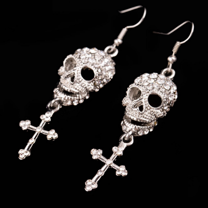 Crystal Skull Drop Earrings