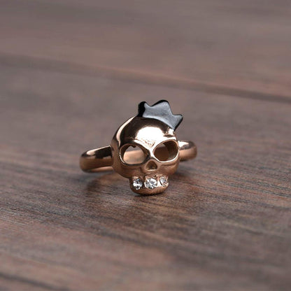 Freya Skull Crowned Rose Gold Womens Ring