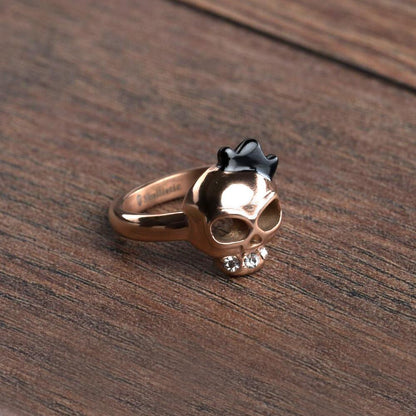 Freya Skull Crowned Rose Gold Womens Ring