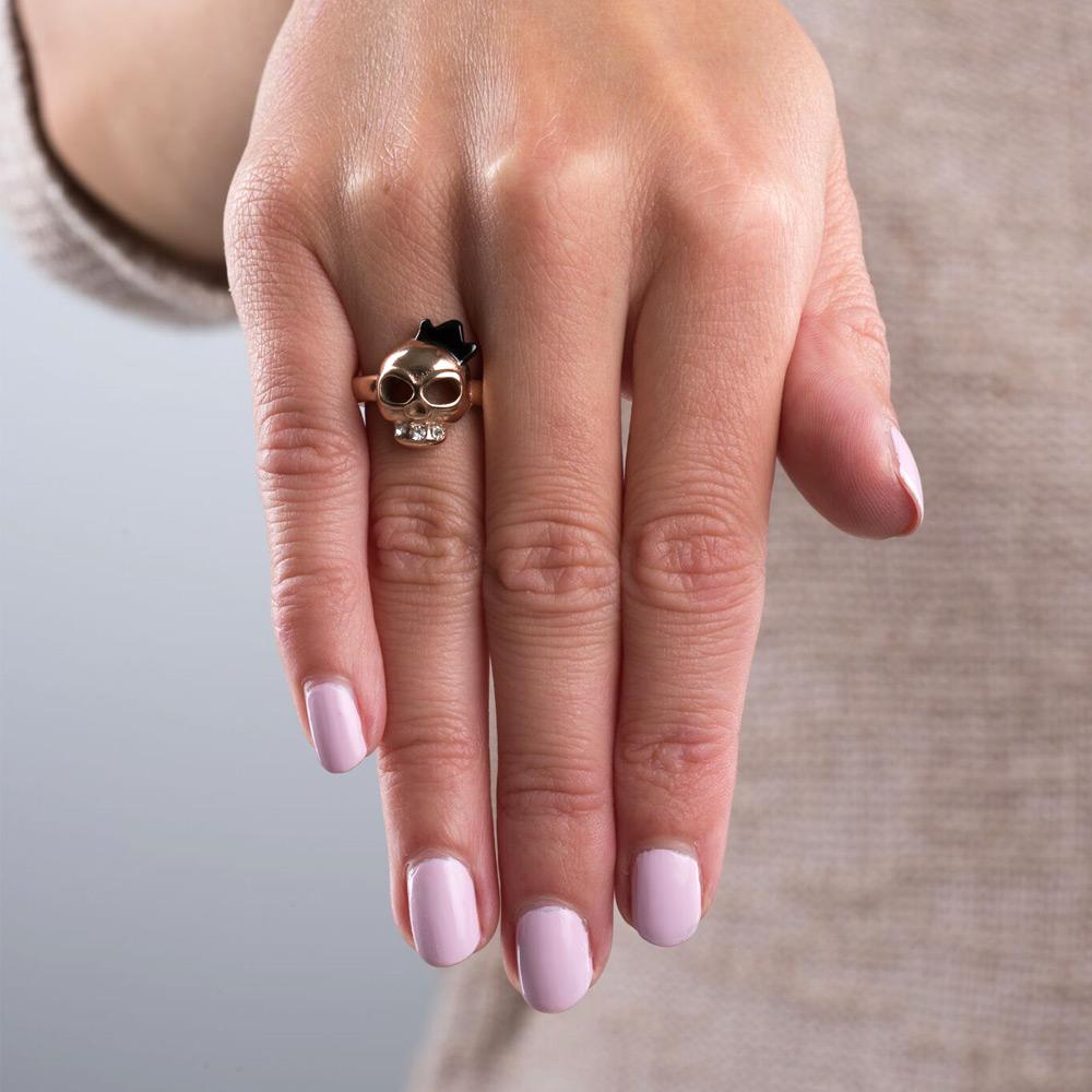 Freya Skull Crowned Rose Gold Womens Ring
