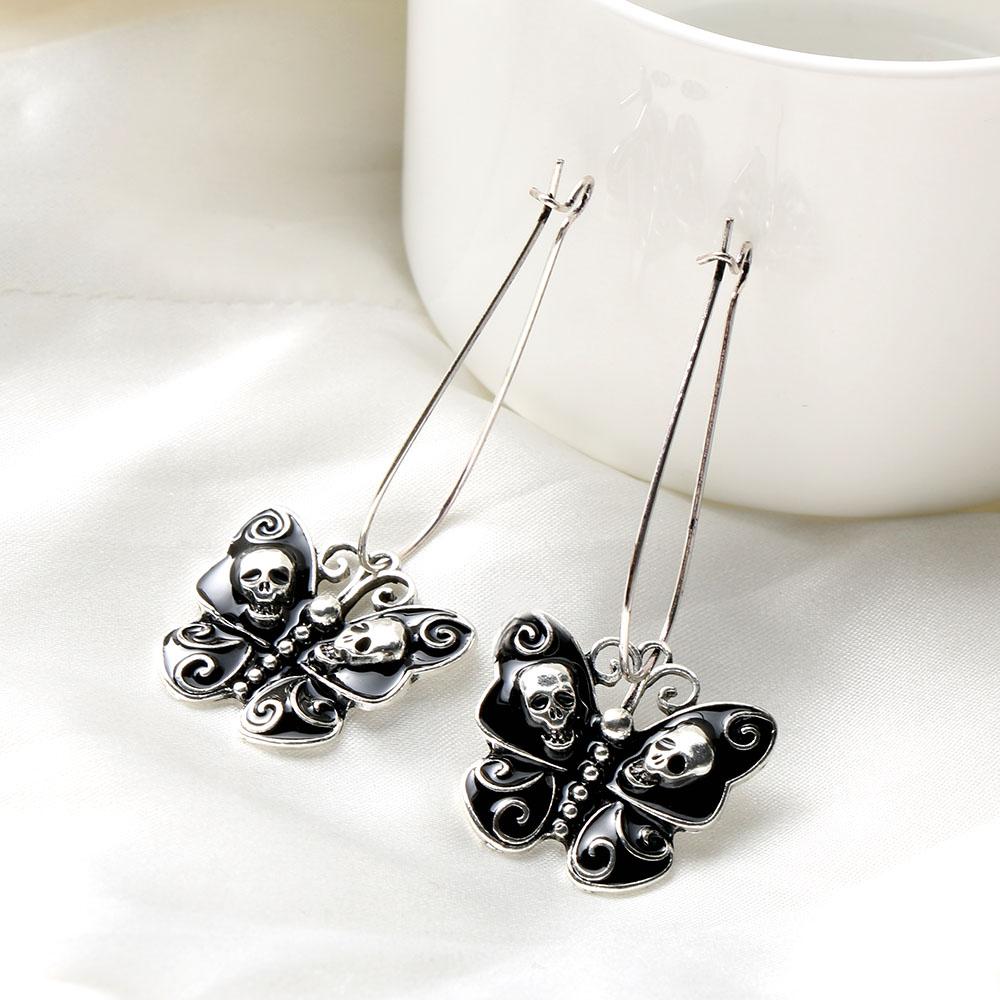 Skull Drop Hook Dangle Earrings