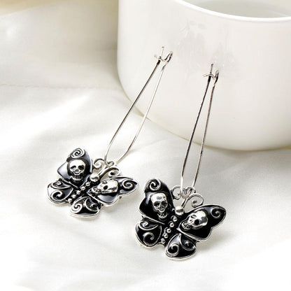 Skull Drop Hook Dangle Earrings