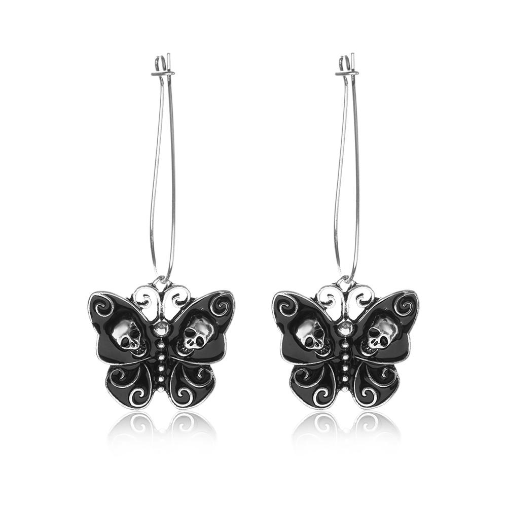 Skull Drop Hook Dangle Earrings