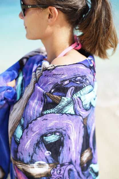 Skullistic Octopus Skull Round Blanket Towel