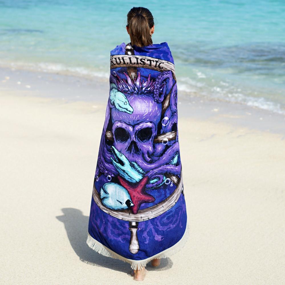 Skullistic Octopus Skull Round Blanket Towel
