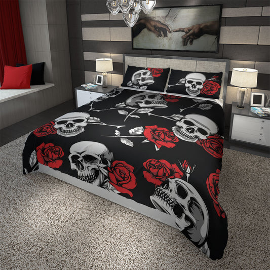 Skullistic Death Rose Black Duvet Cover Set