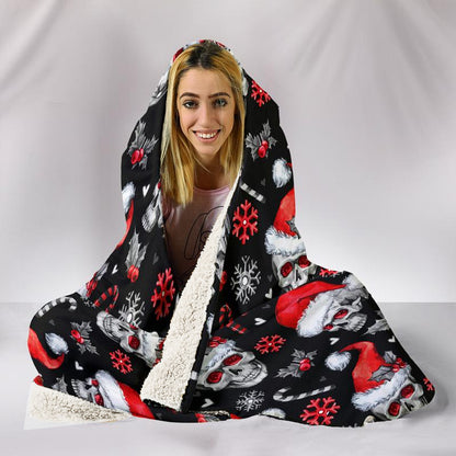 Christmas Santa Skulls Hooded Blanket