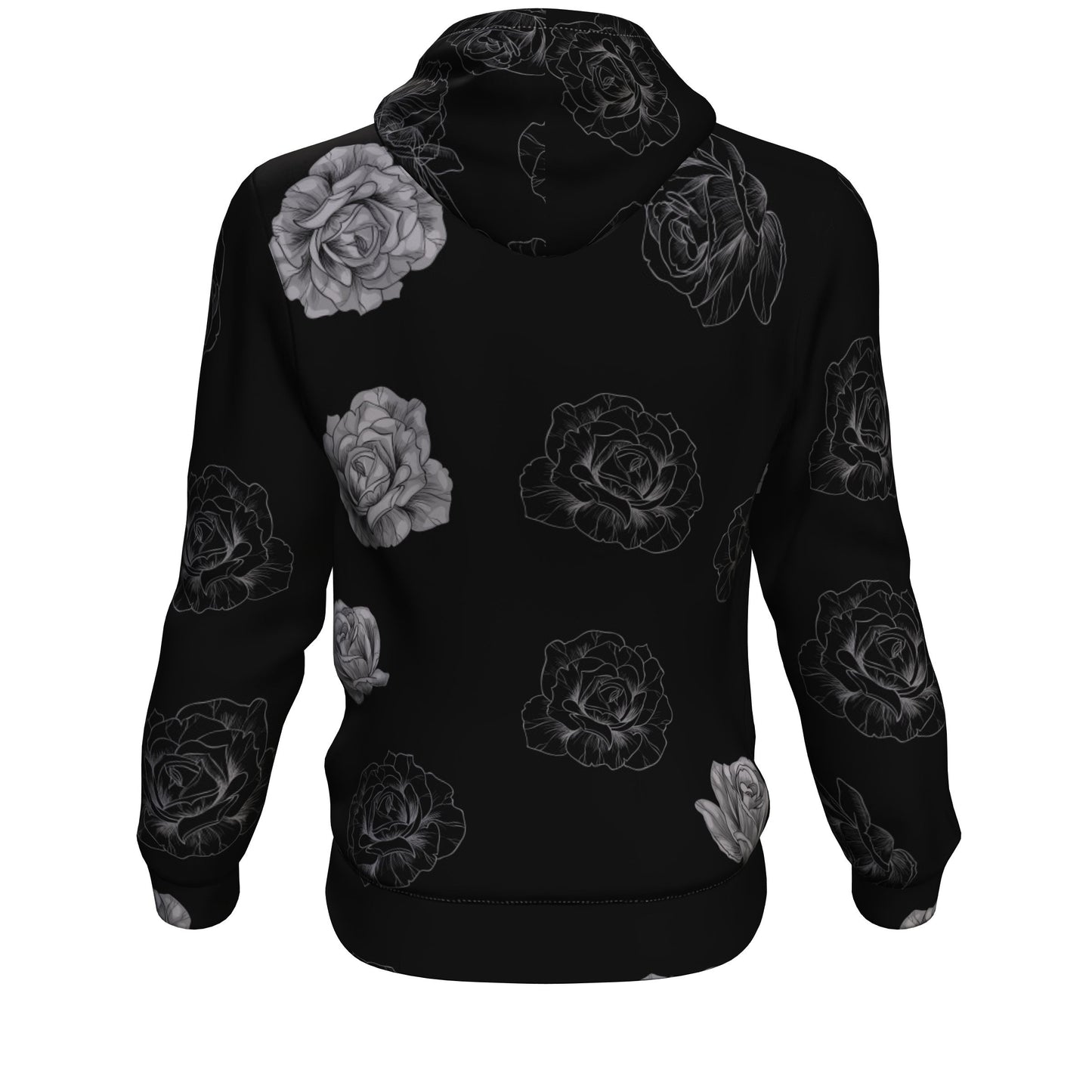 Grey Flower Skull All Over Print Unisex Hoodie