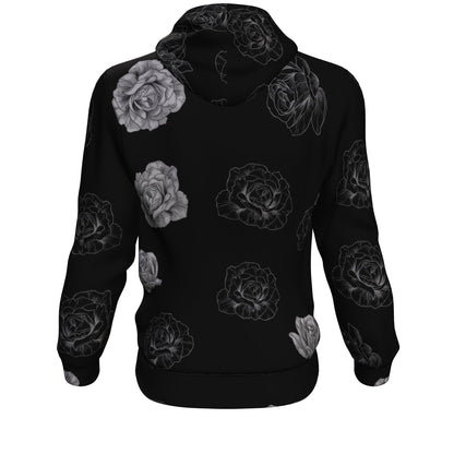 Grey Flower Skull All Over Print Unisex Hoodie