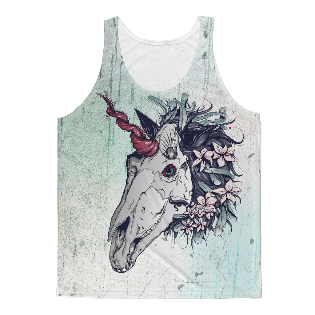 Unicorn Skull Turquoise Sublimated Tank Top