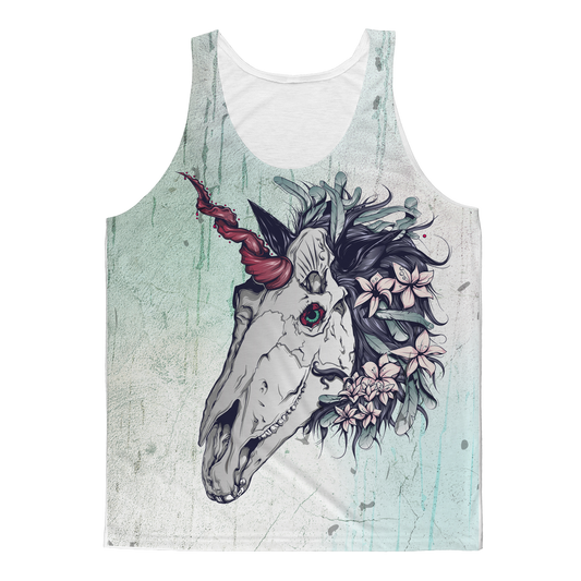 Unicorn Skull Turquoise Sublimated Tank Top