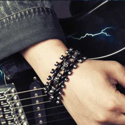 Skull Stainless Steel Leather Bracelet