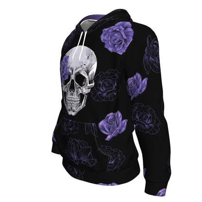Purple Flower Skull All Over Print Unisex Hoodie
