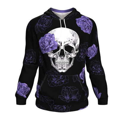 Purple Flower Skull All Over Print Unisex Hoodie