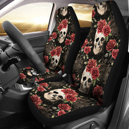 Vintage Flower Skull Car Seat Covers