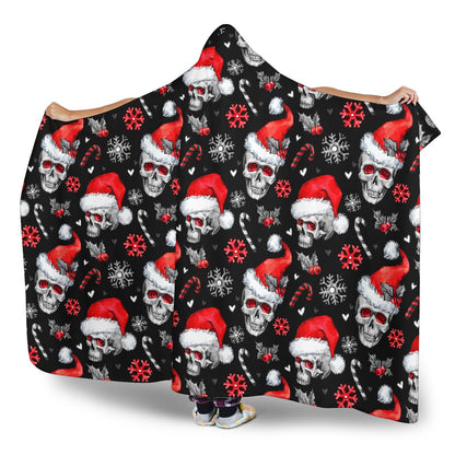 Christmas Santa Skulls Hooded Blanket