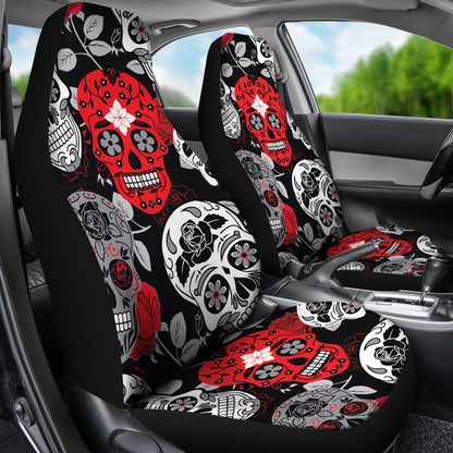 Skullistic Sugar Skulls Red Car Seat Covers