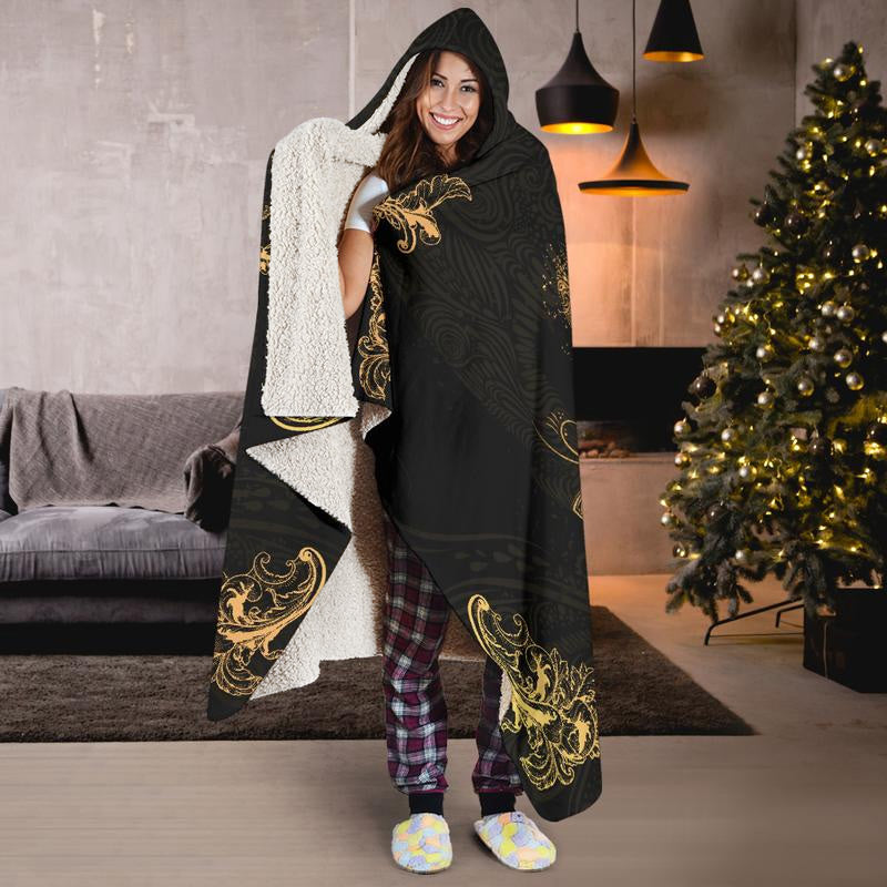 Golden Sugar Skull Hooded Blanket