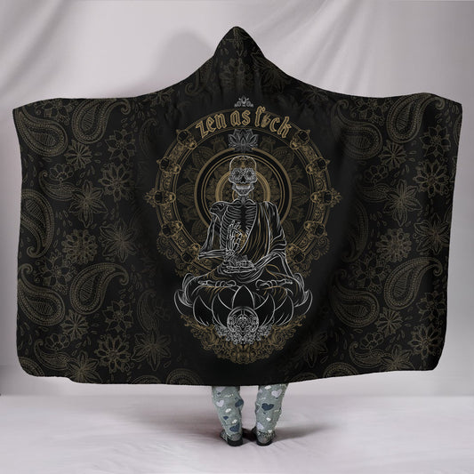 Skullistic Zen Meditating Skeleton Hooded Blanket